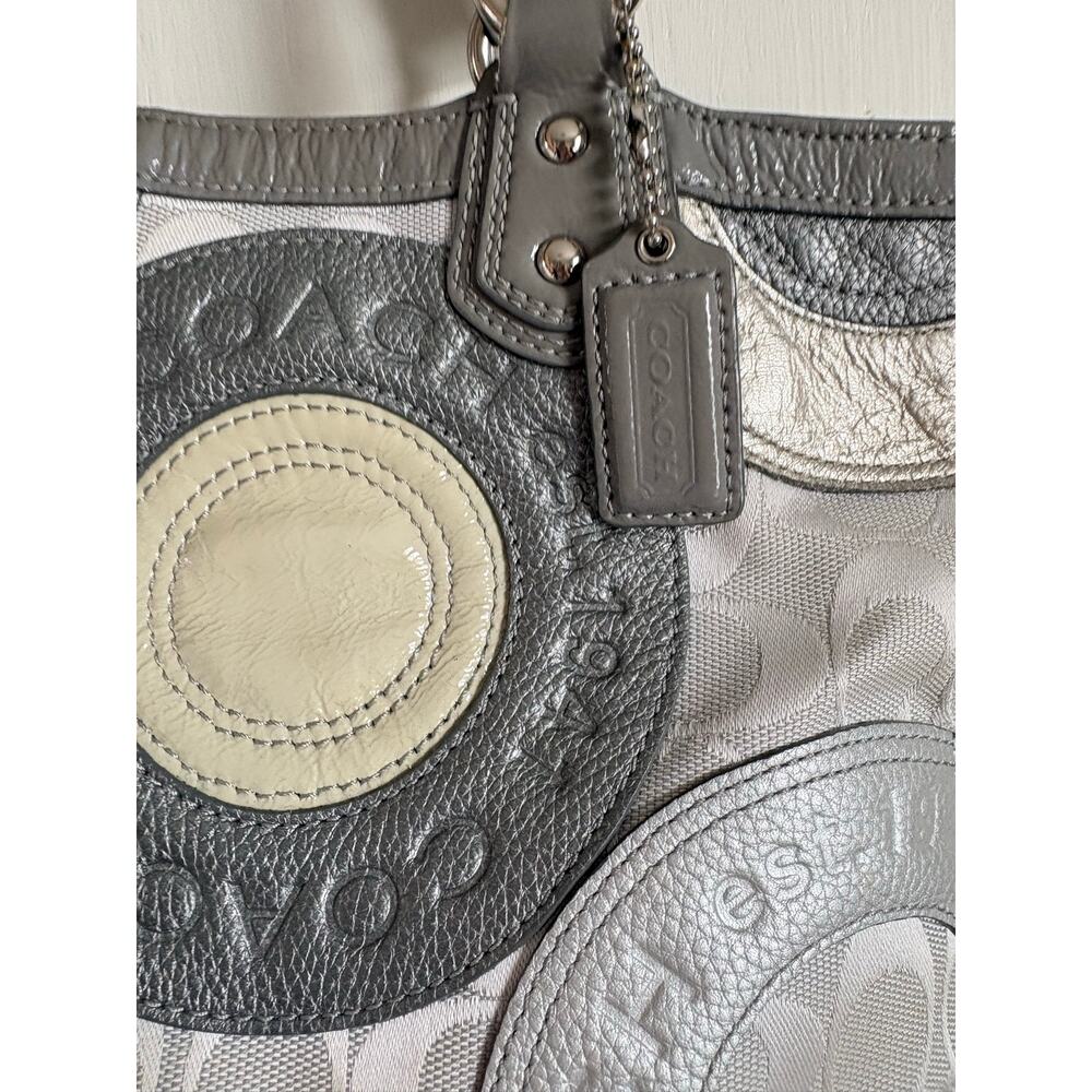 Y2k Coach Madison Mia Circle Patchwork Tote Shoulder Bag Silver Gray Vintage - Picture 3 of 9